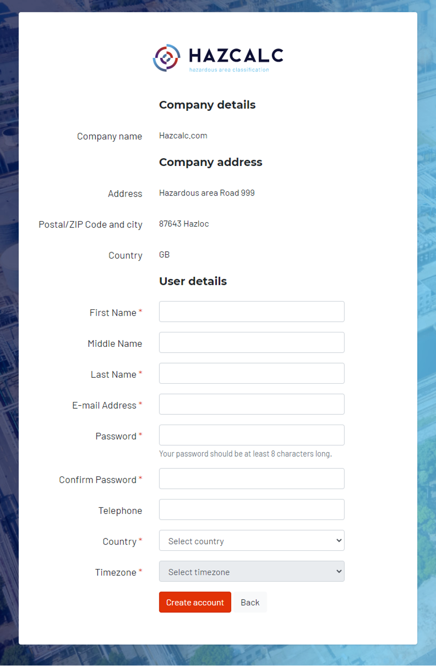 Conpany details Hazcalc