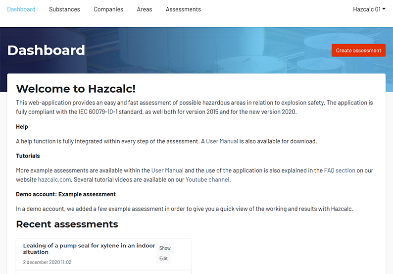 Hazcalc Dashboard